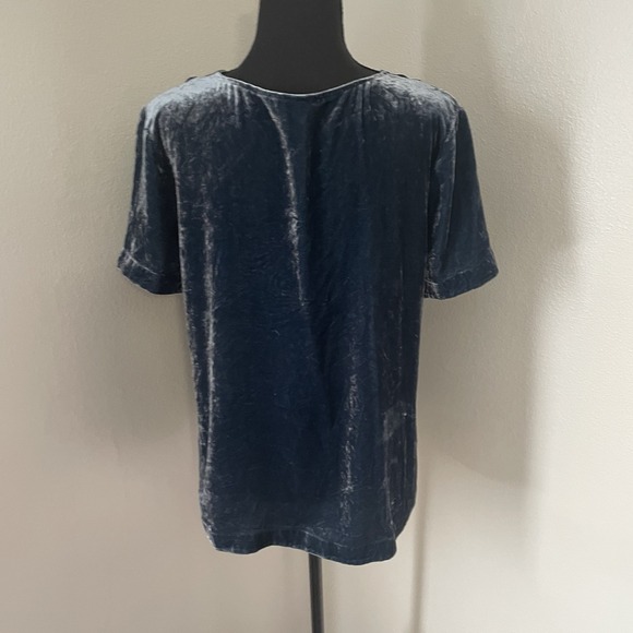 SUNDANCE Womens Sz L Blue Crushed‎ Velvet Top Rayon Silk Blend Whimsigoth Boho - Picture 4 of 6